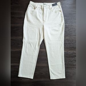 NWT Abercrombie & Fitch Curve Love Ankle Straight Jeans Ultra High Rise Cream 32